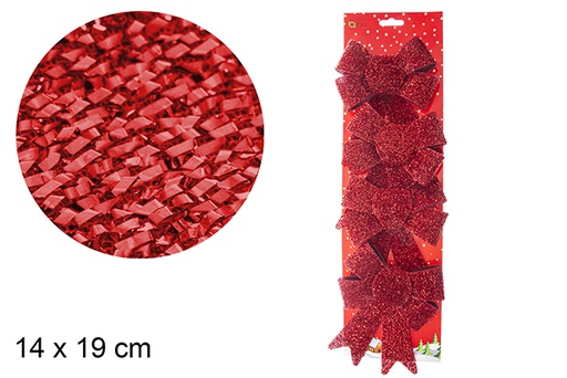 [103544] Pack 4 noeuds de Noël rouges 14x19 cm
