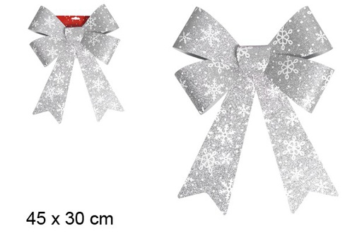 [103551] Silver snowflake bow 45x30 cm