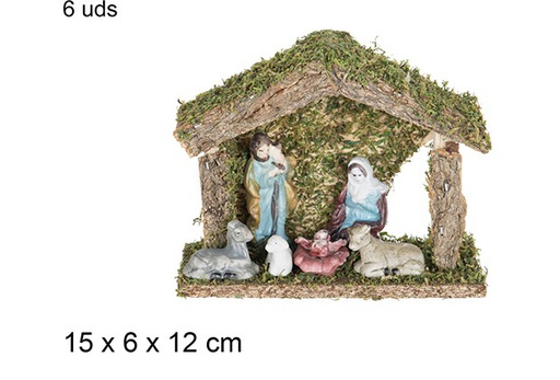 [103555] Natività Presepe in legno 6 pezzi 15x6x12 cm