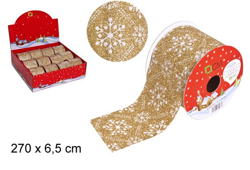 [103621] Cinta navidad oro decorada 270x6.5cm