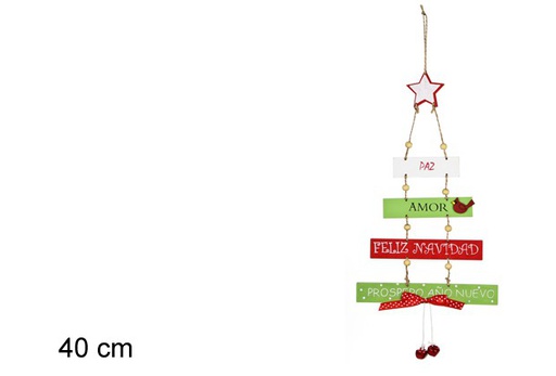 [103642] Colgante Navidad con estrella y cascabel 40 cm