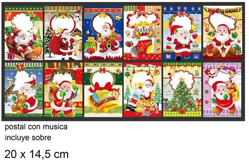 [103666] Carte postale de noël avec musique 20x14.5cm  