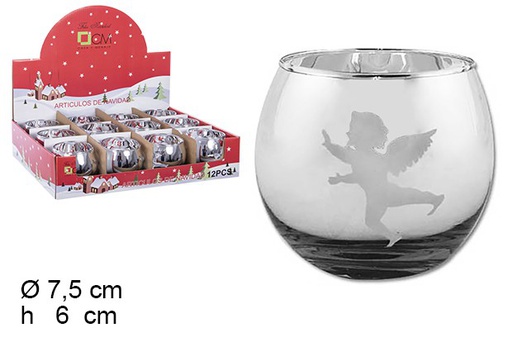 [103674] Silver crystal candle holder ángel 7,5 cm