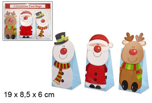 [103784] Pack 3 sacos de presente de Natal 3D 19x8,5 cm