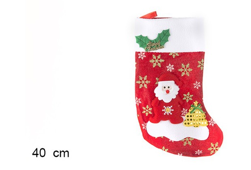 [103807] Santa Claus decorated Christmas sock 40 cm