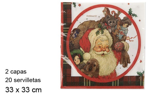 [103827] Pack 20 guardanapos de 2 folhas decoração de Natal 33 cm