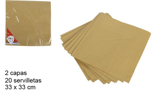 [103828] Pack 20 servilletas oro 2 capas 33 cm