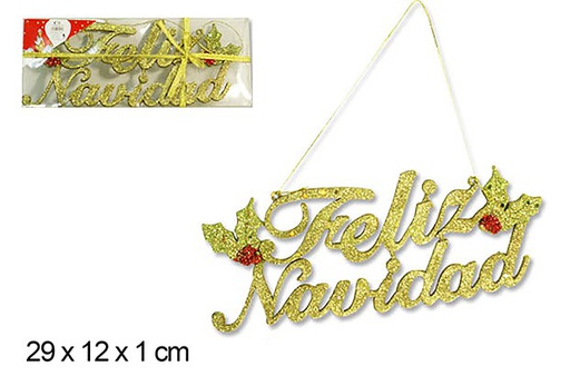 [103913] Gold Feliz Navidad sign 29x12 cm  