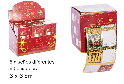[103923] 60 étiquettes cadeaux assorties 3x6cm
