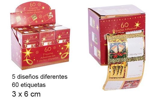 [103923] Pack 60 étiquettes cadeaux assorties 3x6 cm