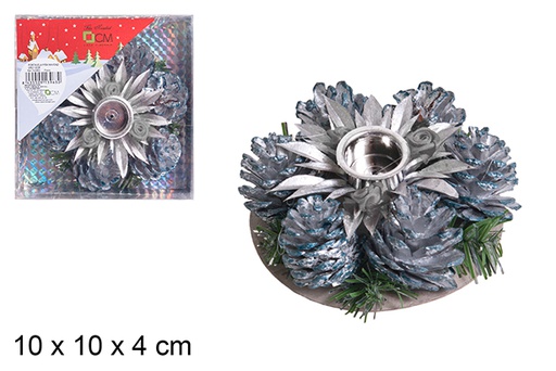 [103964] Bougeoir ananas de Noël argent 10 cm