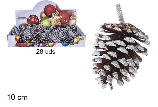 [104263] Ananas al naturale con glitter argento 10 cm