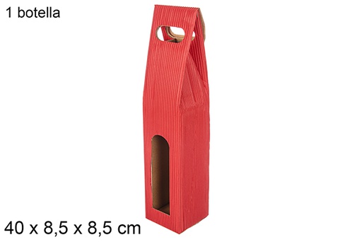 [104270] Corrugated red cardboard bottle gift box 40x8,5 cm