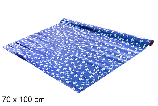 [104325] Papel plastificado decorado estrellas plata 70x100 cm