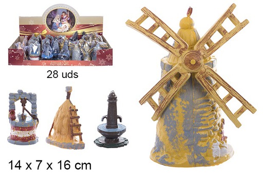 [104362] Nativity scene mill/fountain/well 14x7x16 cm