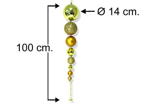 [104368] Catena di palline di Natale dorate 100 cm