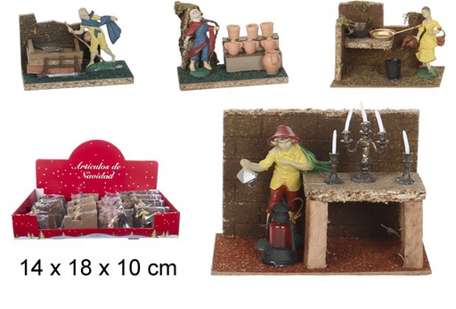 [104380] Scena dei venditori del mercato modelli assortiti 14x18 cm