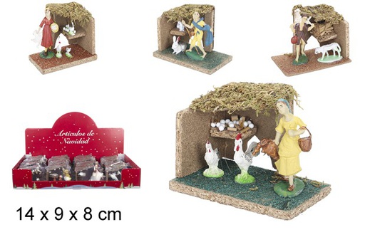 [104381] Scene with stable assorted models 14x9 cm