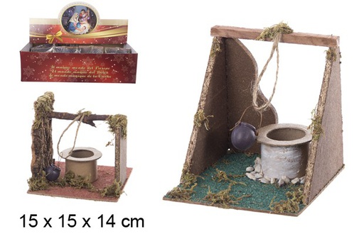 [104383] Escena de pozo con cuerda y cubo surtido 15x14 cm