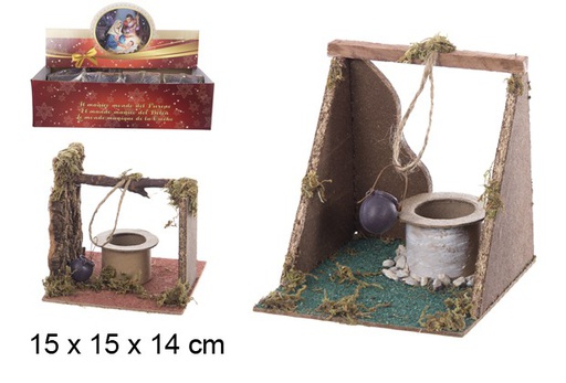 [104383] Well scene with rope and bucket assortment 15x14 cm