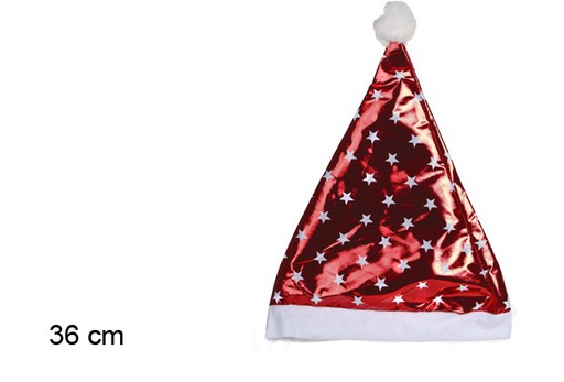 [104427] Bonnet de Noël étoiles en métal rouge 36 cm