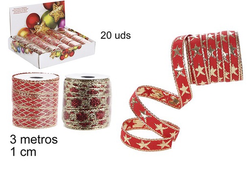 [104439] Gold/red Christmas ribbon 3 m.