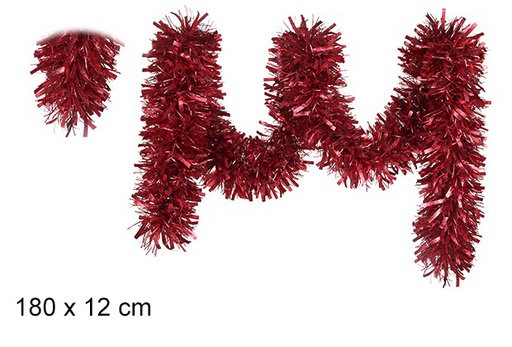 [105180] Embossed red wide christmas tinsel 12x180 cm