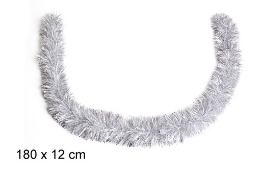 [105261] Snow/silver wide Christmas tinsel 12x180 cm