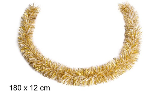 [105262] Snow/gold wide christmas tinsel 12x180 cm