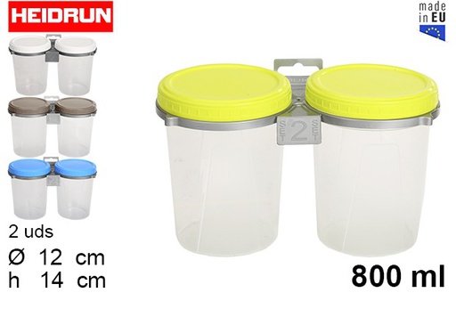 [030414] Pack 2 twist top food storage containers 800 ml