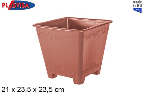 [033845] Pot carré en plastique en terre cuite 23,5 cm
