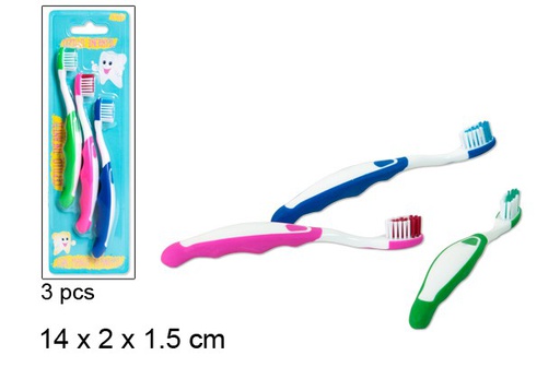 [066930] Pack 3 spazzolini da denti per bambini in colori assortiti