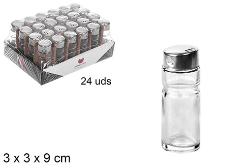[100016] Glass salt shaker with metal lid, 60 grams