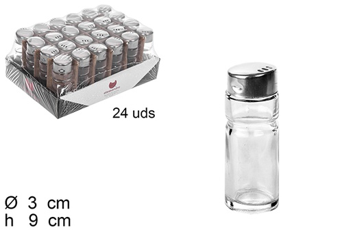[100016] Glass salt shaker with metal lid, 60 grams