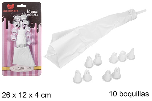 [100207] Pastry bag with 10 nozzles