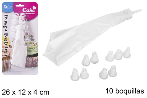[100207] Pastry bag with 10 nozzles
