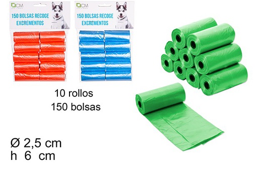 [100418] Dog waste bags assorted colors 150 units