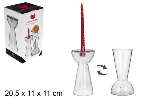 [100476] Dama glass flower vase reverse candle 