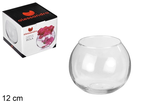 [100481] Glass ball flower vase 12 cm 