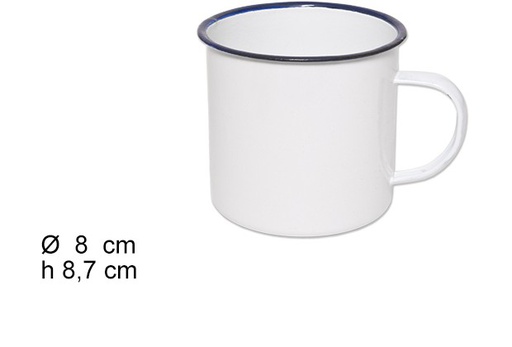 [100786] Mug en laiton émaillé blanc 8 cm