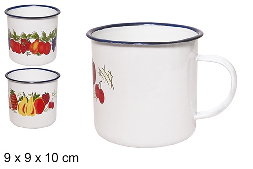 [100787] Tazza smaltata decorata frutta 9 cm