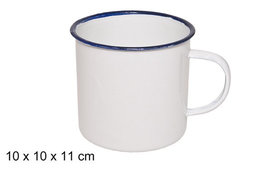 [100790] Tazza smaltata bianca 10 cm