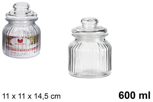 [100820] Bocal en verre avec couvercle hermétique 600 ml