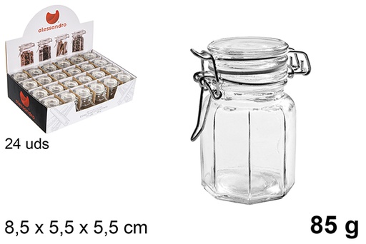 [100827] Portaspezie ottagonale in vetro 85 gr.