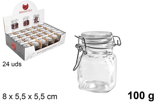 [100828] Square glass spice jar 100 gr.