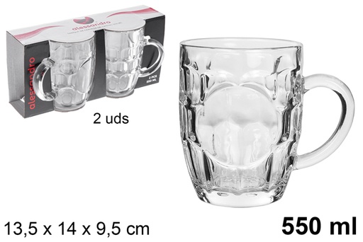 [100833] Pack 2 vasos cristal tanque de cerveza 550 ml