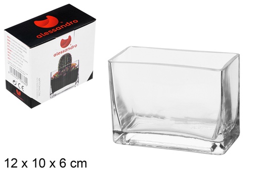 [100836] Florero cristal rectangular 12cm