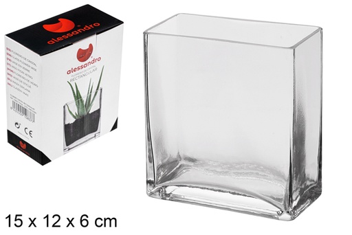 [100837] Vase en verre rectangulaire 15x12 cm