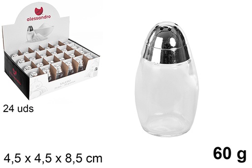 [101632] Saleiro de vidro Agbar 60 gramas com tampa de metal