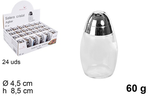 [101632] Salero cristal tapa metal Agbar 60 gramos